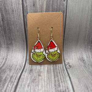 Grinch Christmas Dangle Earrings